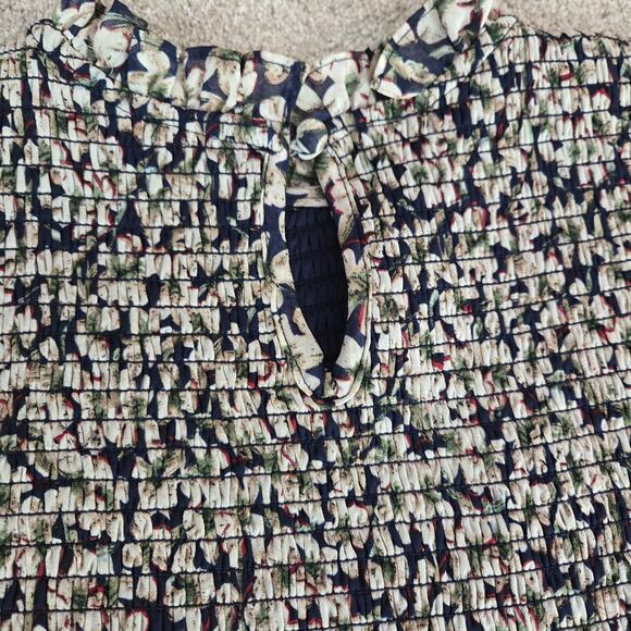 Lulus Floral Dress Smocked Short Sheer Long‎ Sleeve Sz S **Read Description** - Picture 4 of 6